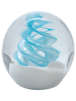 paperweight 274 - white bottom with blue flower