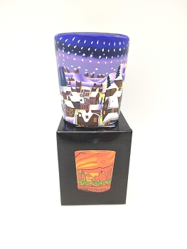 Votive Glass - Snowy Town by Night