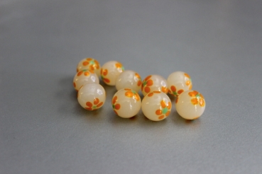 White ball with orange flower 16mm