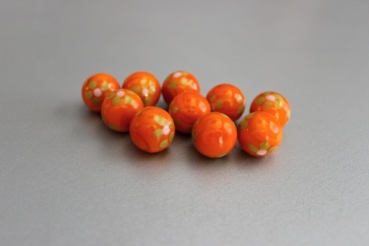 Orange ball with green flower 16mm