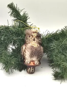 Baumkugel Eule mit Federn 11cm