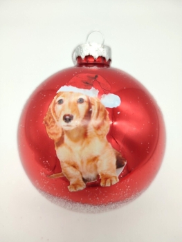 Tree ball dog motif - red