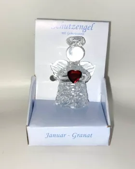 Glas Engel mit Geburtsstein  - Januar (C)