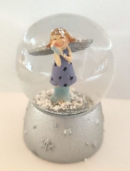 Snow globe angel - blue