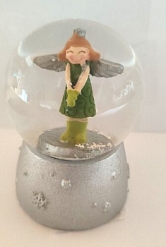 Snow globe angel - green
