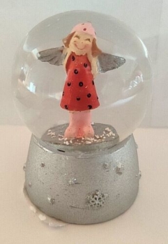 Snow globe angel - red