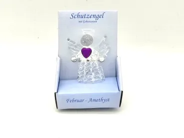 Glas Engel mit Geburtsstein  - Februar (C)