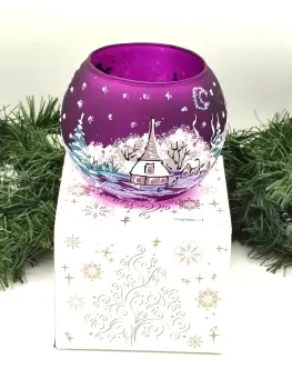 Preview: Windlicht Winterlandschaft, lila - UKR