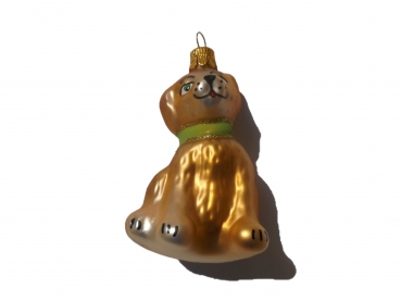 Bauble dog beige with green scarf