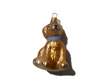 Bauble dog beige with blue collar