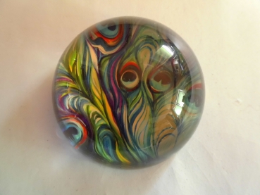 Paperweight - colorful peacock feather motif