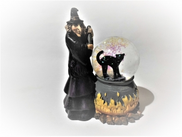 Glitter ball witch with cat