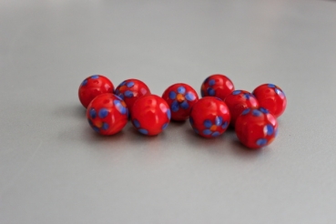 Red ball with green flower 16mm