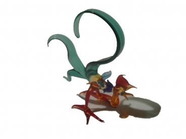 Rooster with green feathers in a gift box