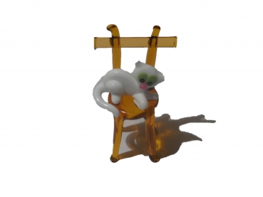 Cat on chair - white