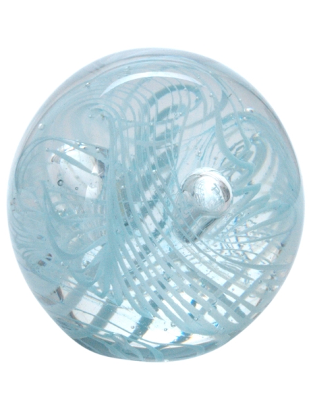 paperweight 275 - clear with blue swirls