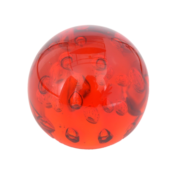 paperweight 272 - red transparent with bubbles