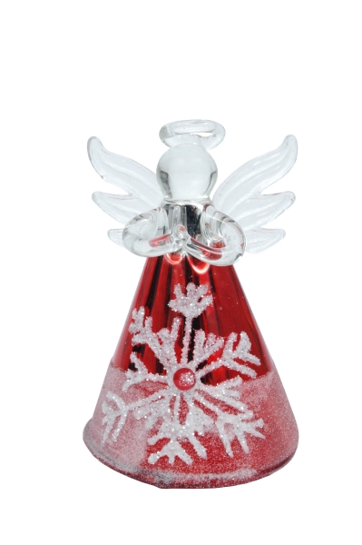 Engel rot mit Schneeflocke