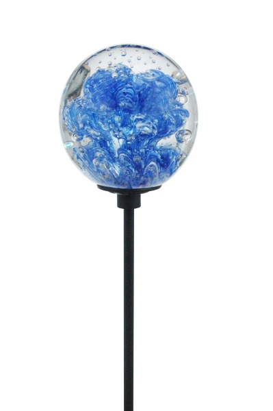 Gartenstecker Traumkugel 10 - blaue Spirale nachtleuchtend
