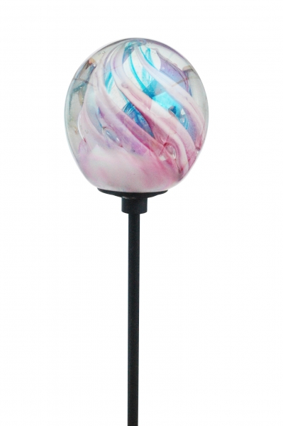 Garden stake dream ball 11 - purple-blue spiral with oil effect