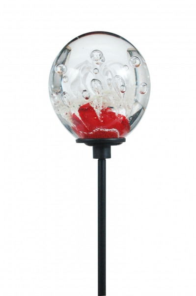 Garden stake dream ball 5 - red and white flower noctilucent