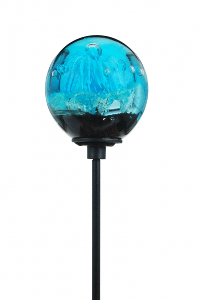 Gartenstecker Traumkugel 7 - türkisfarbene Blume nachtleuchtend
