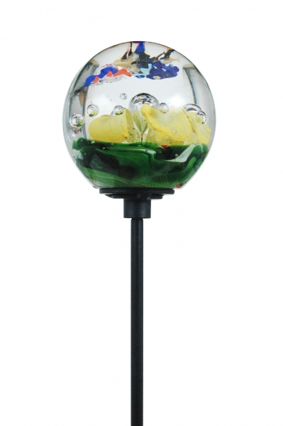Garden Stake Dream Ball 8 - Butterflies over Yellow Flower