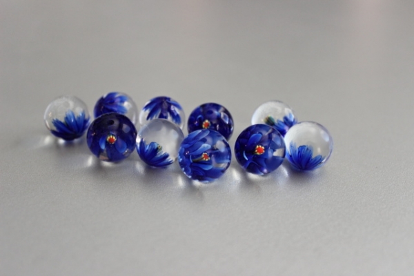 Blue flower with style 16mm - 3D effect