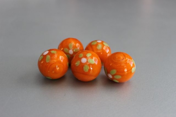 Orange ball with green flower 25mm