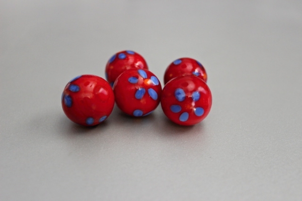 Red ball with green flower 25mm