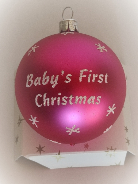 Bauble First Christmas - pink