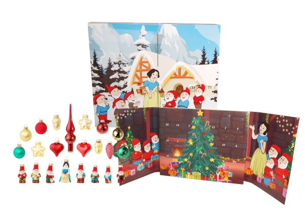 Advent calendar "Snow White" with 24 glass pendants
