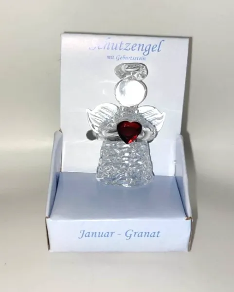 Glas Engel mit Geburtsstein  - Januar (C)