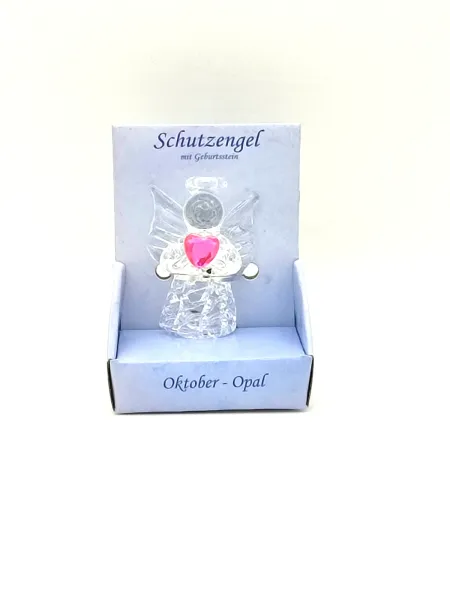 Glas Engel mit Geburtsstein  - Oktober (C)