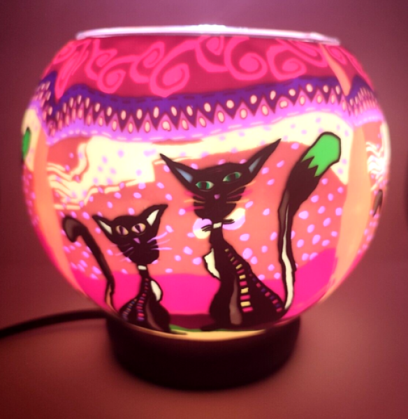lamp with electr. Lighting - two cats