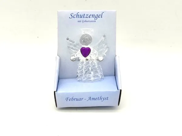 Glas Engel mit Geburtsstein  - Februar (C)
