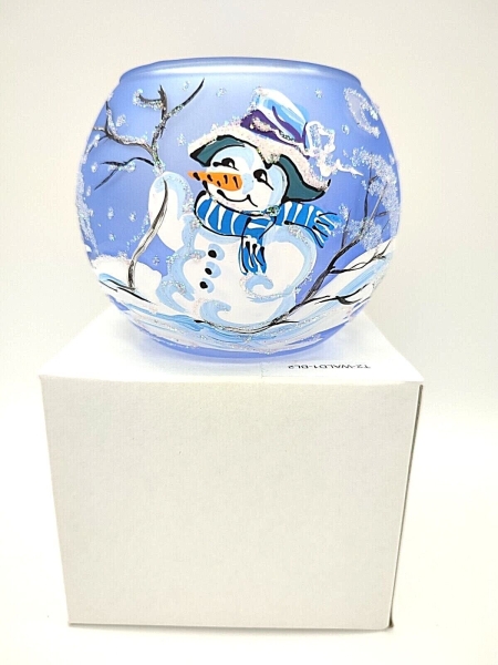 Windlicht Schneemann, blau - UKR