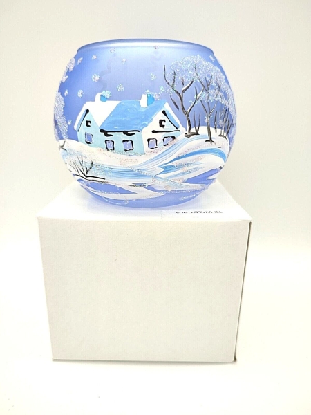 Windlicht Schneemann, blau - UKR