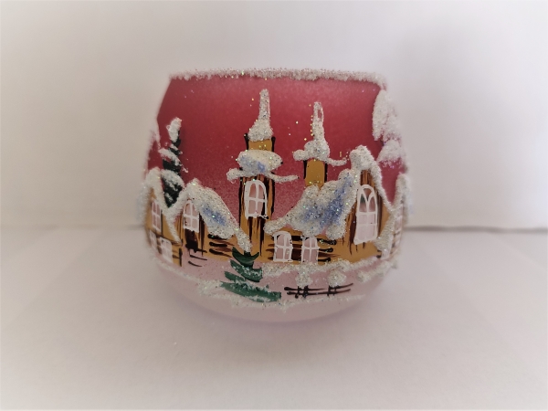 Lantern winter landscape, red