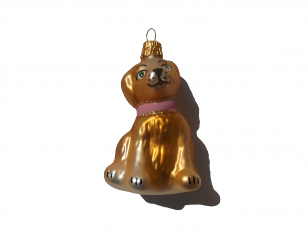 Bauble dog beige with pink scarf