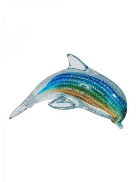 Glass dolphin with silver leaf inlay
