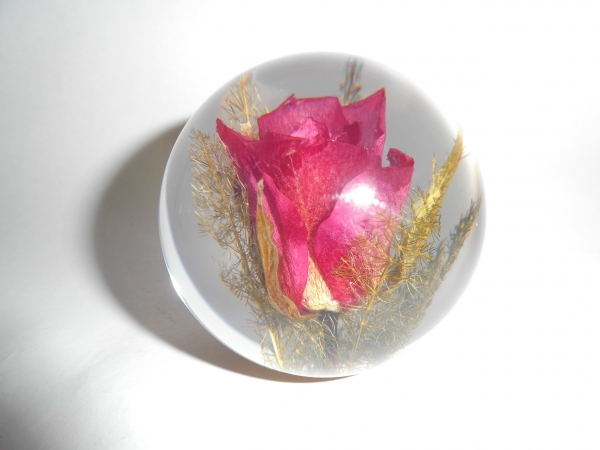 Paperweight - motif red rose acrylic glass approx. 65mm