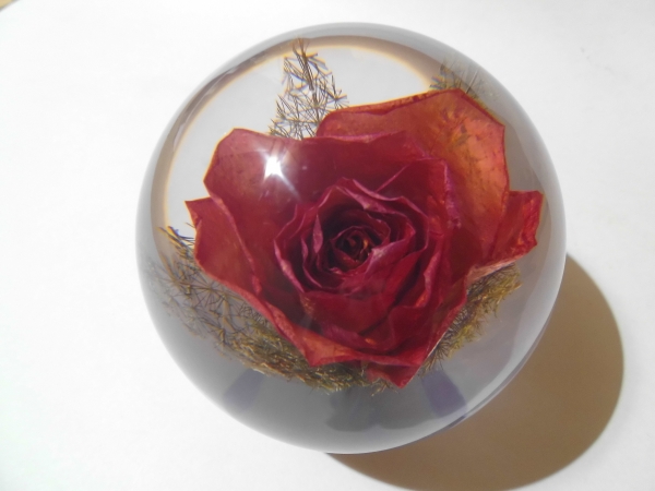 Paperweight - motif red rose acrylic glass approx. 85mm