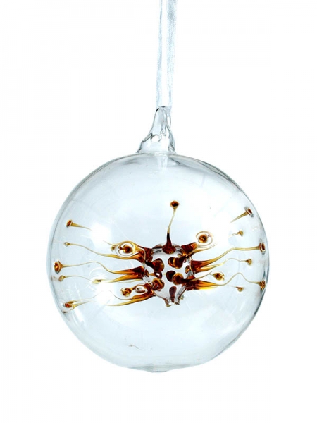 Glass ball "electric" - amber - 8cm