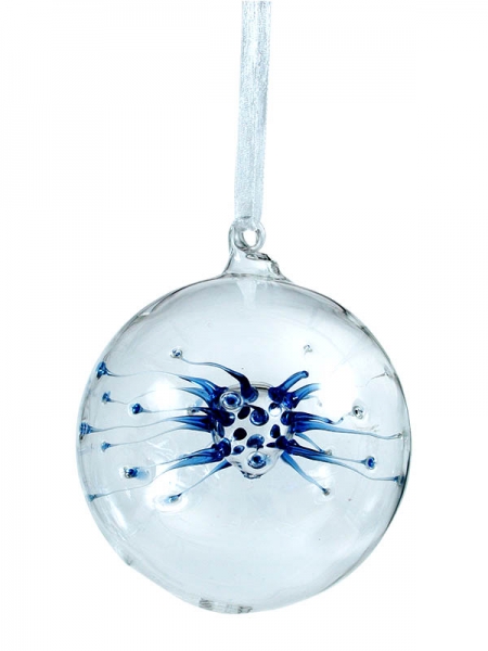 Glass ball "electric" - blue - 8cm