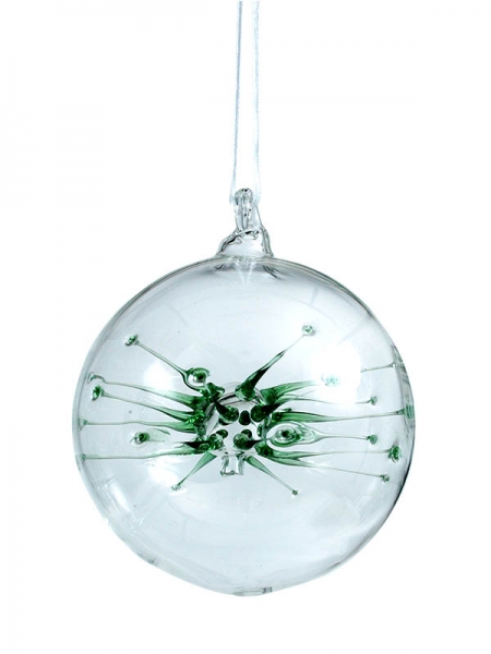Glass ball "electric" - green - 8cm