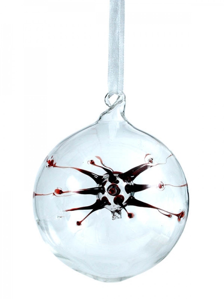 Glass ball "electric" - red - 10cm