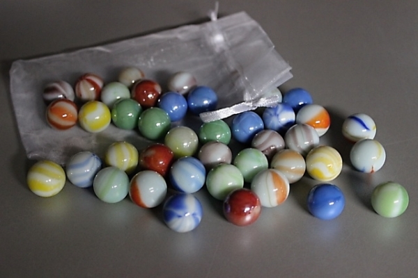 40 marbles in a bag, colorfully mixed