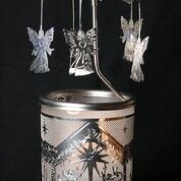 Glass carousel - nativity scene with angels