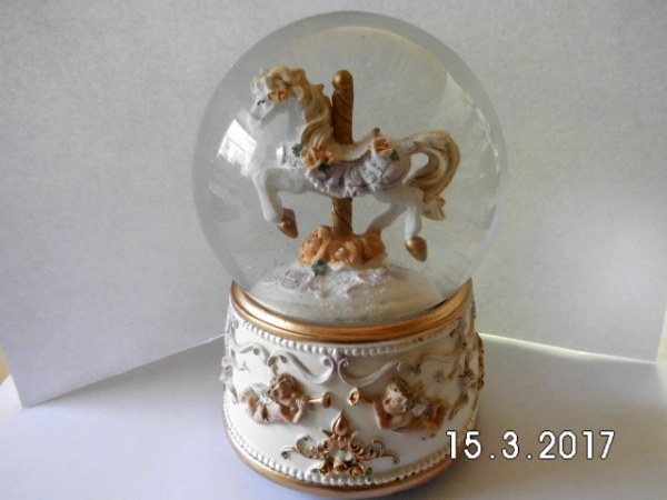 Music box and snow globe - nostalgic horse